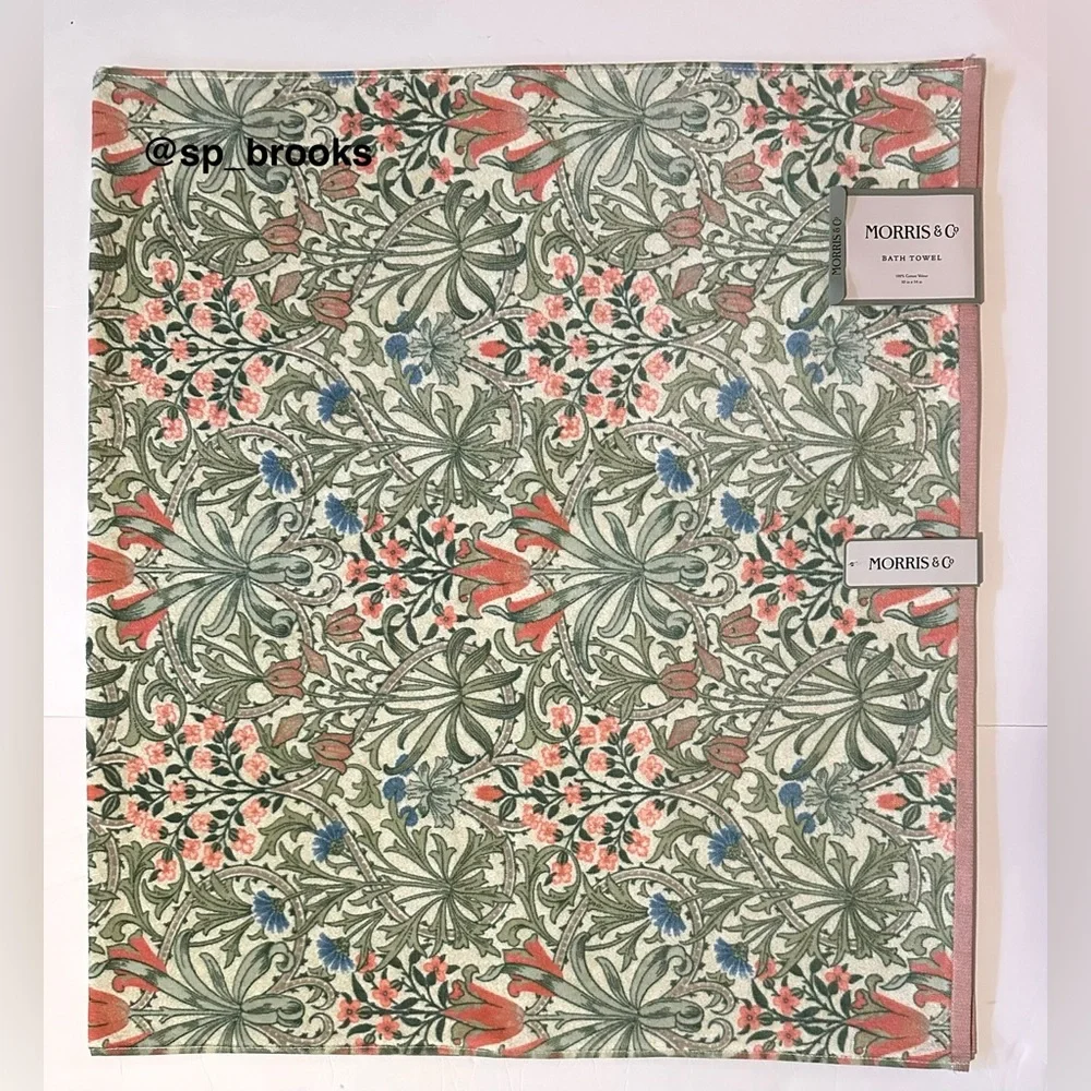 🎁2PC Morris & Co. Bath Towels - Woodland Pattern - 100% Cotton Bath Towels